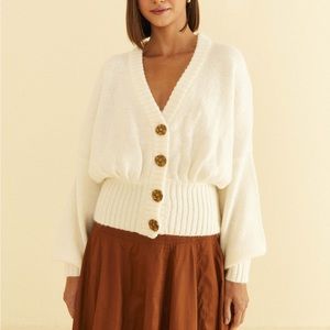 Farm Rio Off-White Bubble Knit Cardigan